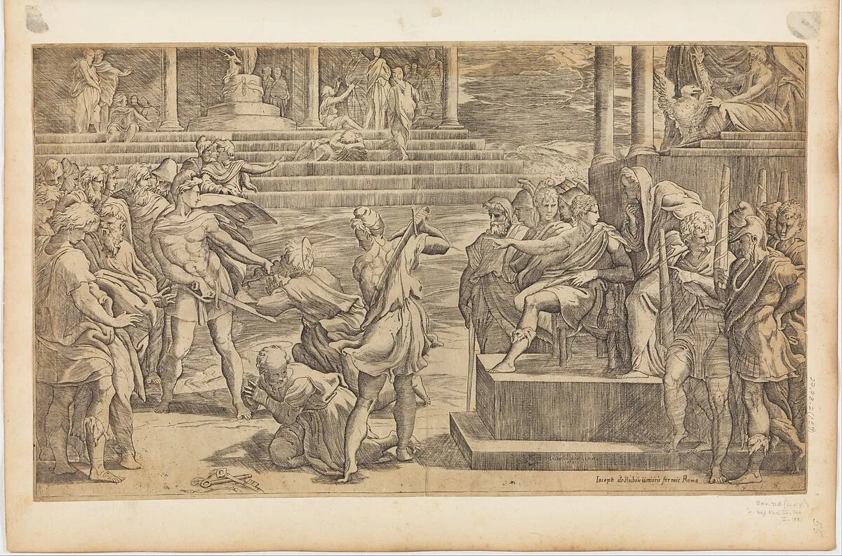 The Martyrdom of St. Peter and St. Paul — Giovanni Jacopo Caraglio|Parmigianino (Girolamo Francesco Maria Mazzola)