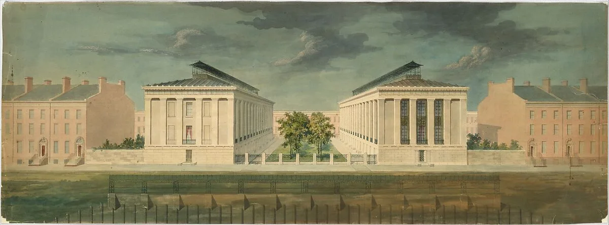 Unexecuted Design for Cross-Block Terrace Development (perspective) — Alexander Jackson Davis