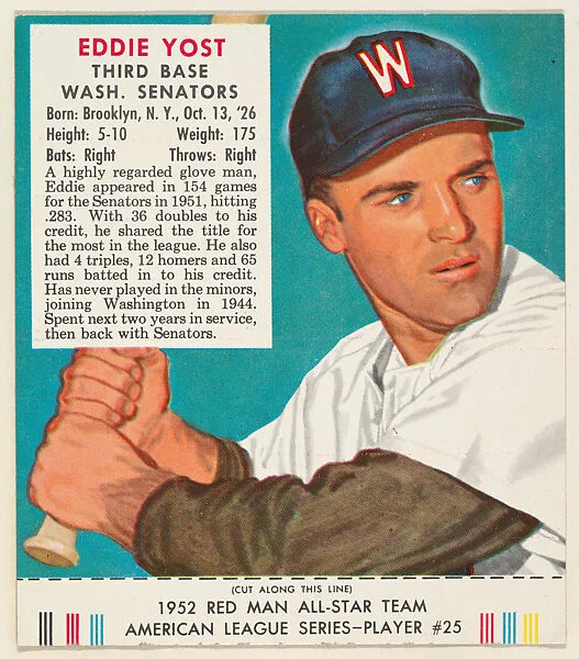 Eddie Yost, from the Red Man All-Star Team series (T232), issued by Red Man Chewing Tobacco — Red Man Chewing Tobacco