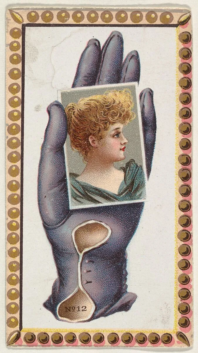 Card Number 12, cut-out from banner advertising the Opera Gloves series (G29) for Allen & Ginter Cigarettes — Allen & Ginter|American Tobacco Company