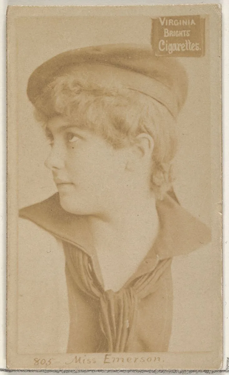 Card 805, Miss Emerson, from the Actors and Actresses series (N45, Type 2) for Virginia Brights Cigarettes — Allen & Ginter