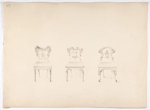 Design for Three Chairs with Armorial Ornament on Backs