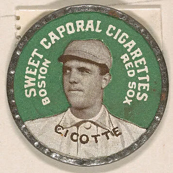 Cicotte, Boston Red Sox (green), from the Domino Discs series (PX7), issued by Kinney Brothers — Kinney Brothers Tobacco Company