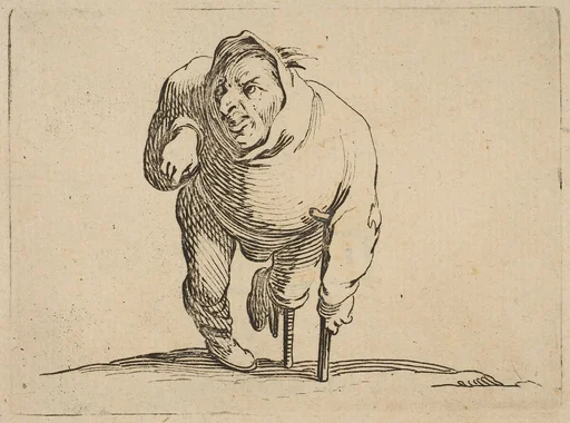 L'Estropié a la Béquille et a La Jambe de Bois (The Cripple with a Crutch and a Wooden Leg), from Varie Figure Gobbi, suite appelée aussi Les Bossus, Les Pygmées, Les Nains Grotesques (Various Hunchbacked Figures, The Hunchbacks, The Pygmes, The Grotesque Dwarfs)