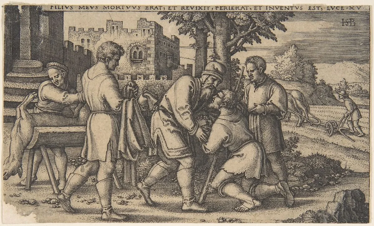 Return of the Prodigal Son, from The History of the Prodigal Son — Sebald Beham