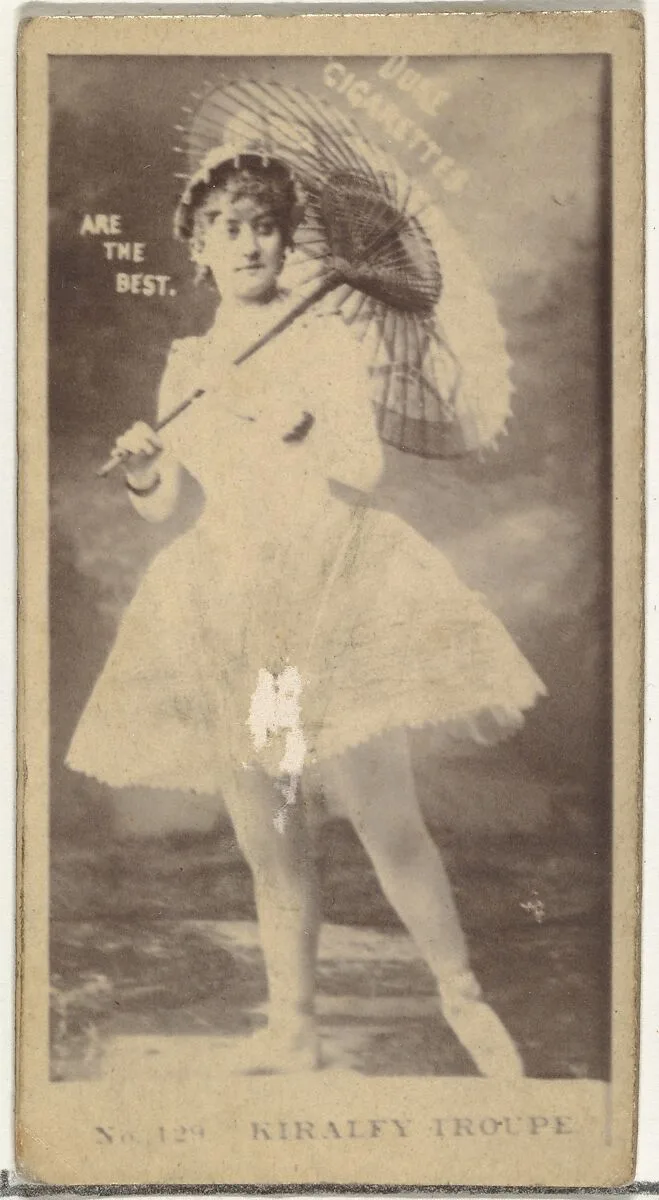 Card Number 129, Kiralfy Troupe, from the Actors and Actresses series (N145-6) issued by Duke Sons & Co. to promote Duke Cigarettes — W. Duke, Sons & Co.