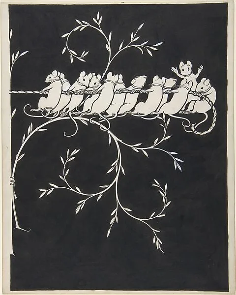 Mice Playing Tug of War―Endpaper Design — Paul Vincent Woodroffe|Joseph Samuel Moorat