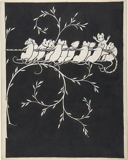 Mice Playing Tug of War―Endpaper Design