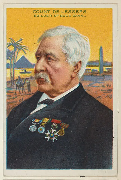Count de Lesseps, Builder of the Suez Canal, from the "Heroes of History" series (T68), issued with Miners Extra Smoking Tobacco, Natural Leaf Scrap, and Royal Bengals Little Cigars — Royal Bengals Little Cigars|Ferdinand de Lesseps