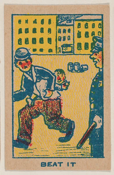"Beat It" trade card from the Charlie Chaplin series (W539) — Universal Toy & Novelty Manufacturing Company