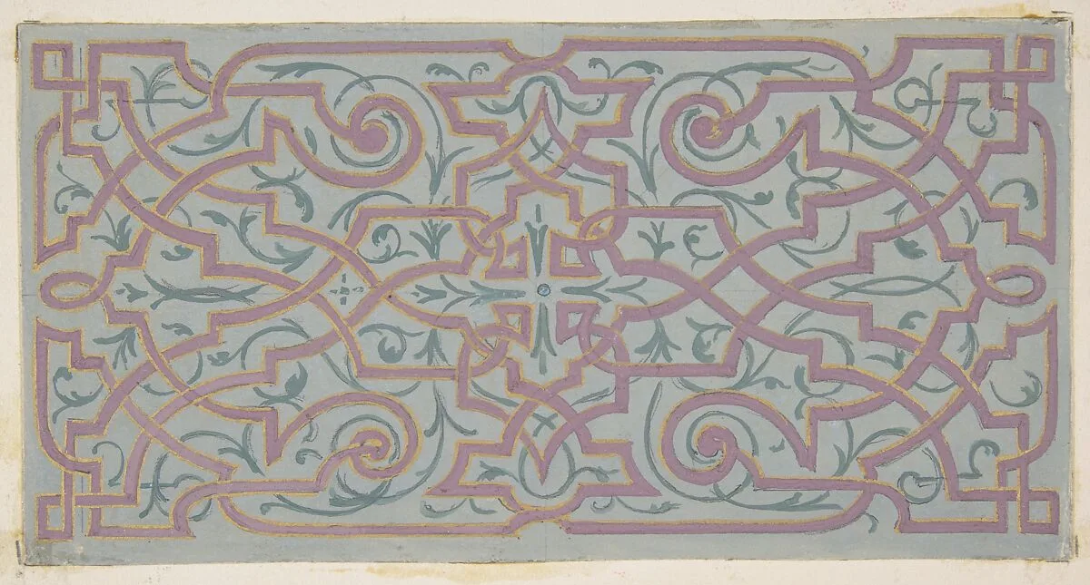 Design for the decoration of a ceiling with strapwork — Jules-Edmond-Charles Lachaise|Eugène-Pierre Gourdet
