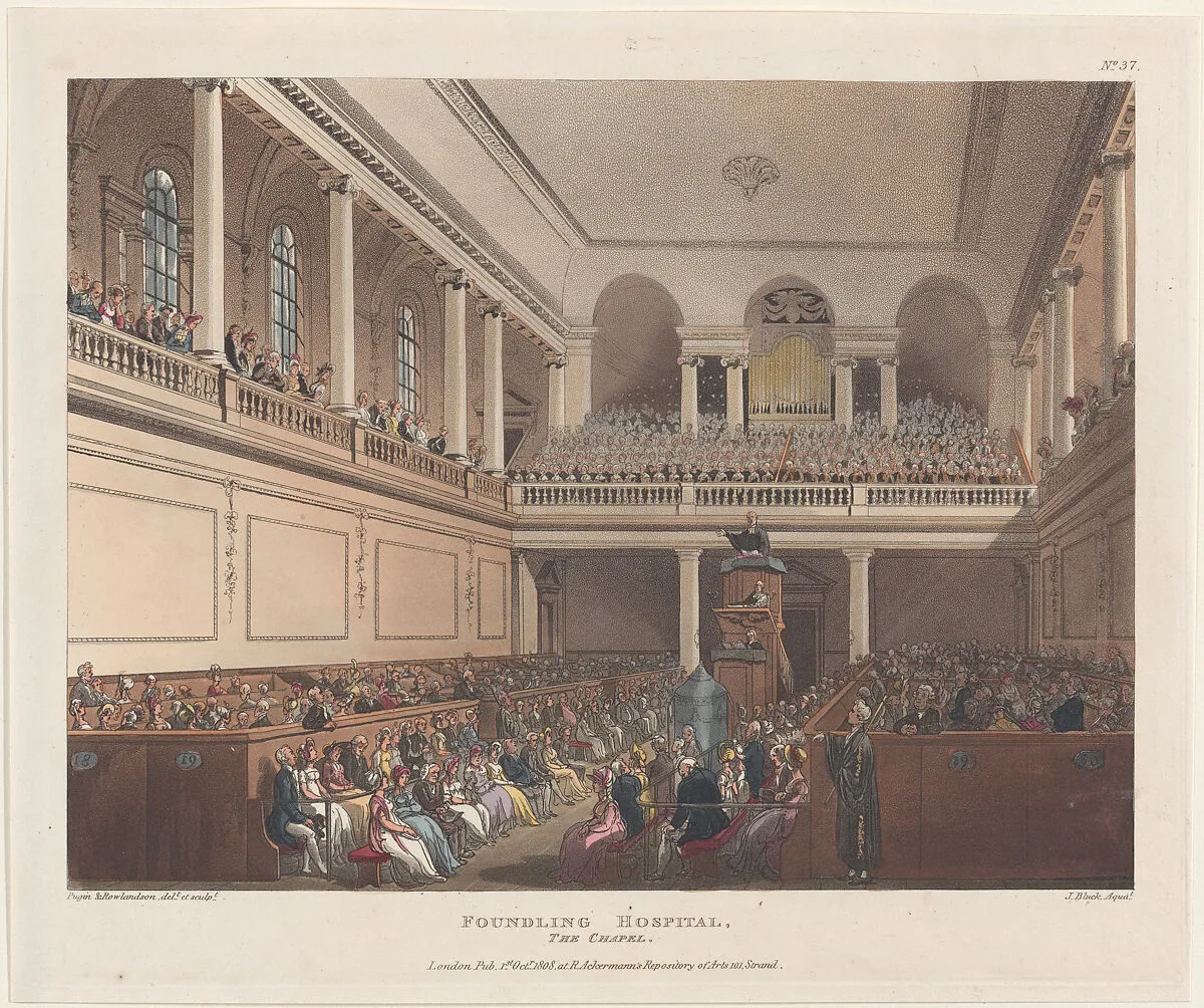 Foundling Hospital, The Chapel — John Bluck|Auguste Charles Pugin|Rudolph Ackermann, London|Thomas Rowlandson