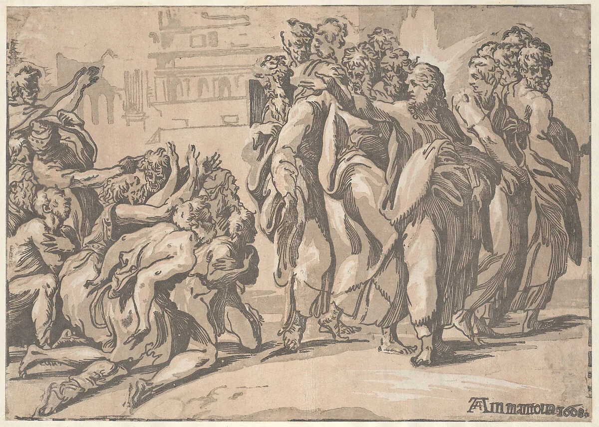 Christ healing the Lepers — Niccolò Vicentino|Parmigianino (Girolamo Francesco Maria Mazzola)|Andrea Andreani