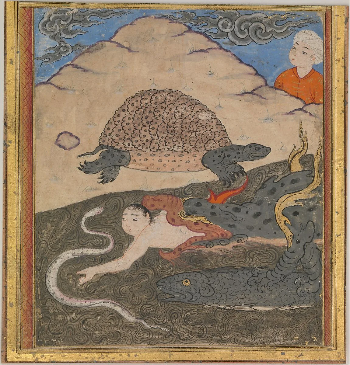 "The Tortoise", Folio from an `Aja'ib al-Makhluqat (Wonders of Creation) of Qazwini — Zakaria bin Muhammad bin Mahmud Abu Yahya Qazwini