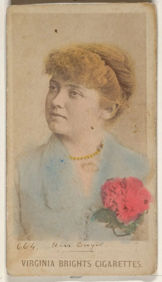 Card 664, Miss Engel, from the Actors and Actresses series (N45, Type 1) for Virginia Brights Cigarettes — Allen & Ginter
