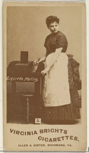 Card 3, from the series, Cigarette Making Girls (N46) for Virginia Brights Cigarettes
