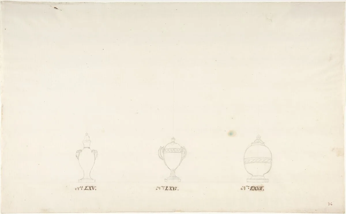 Design for Three Vases — Anonymous, French, 18th century