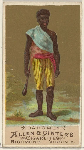 Dahomey, from the Natives in Costume series (N16) for Allen & Ginter Cigarettes Brands