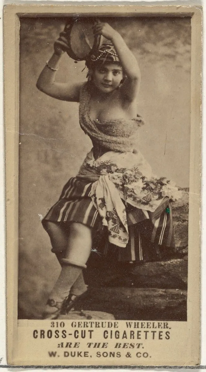 Card Number 310, Gertrude Wheeler, from the Actors and Actresses series (N145-3) issued by Duke Sons & Co. to promote Cross Cut Cigarettes — W. Duke, Sons & Co.