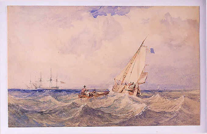 Shipping in a Swell — Richard Parkes Bonington