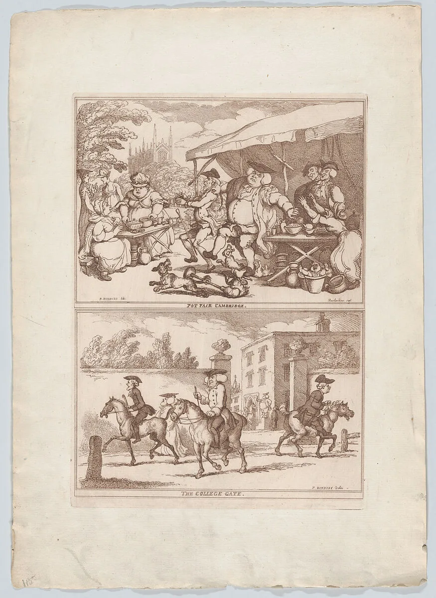 Pot Fair Cambridge, and, The College Gate — Henry William Bunbury|Thomas Rowlandson
