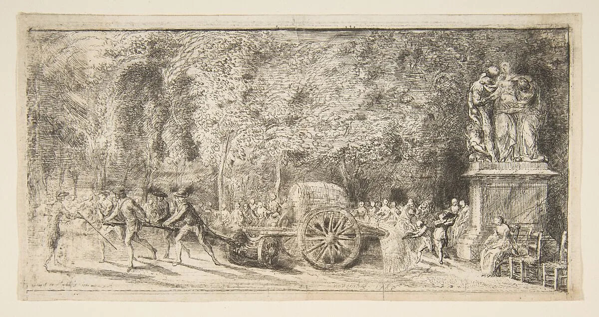 Scene in the Tuileries: The Watering Cart — Gabriel de Saint-Aubin
