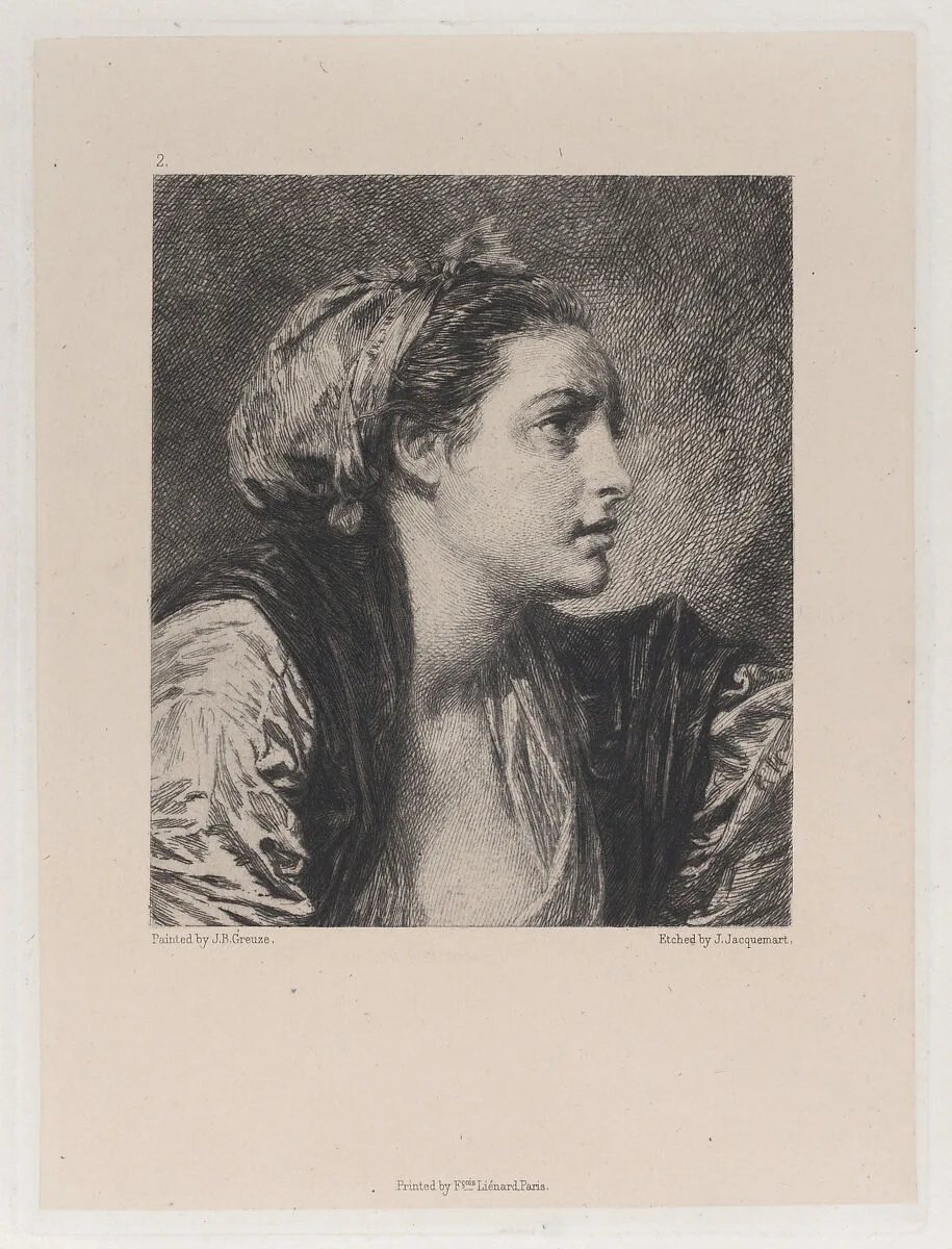 Head of a Woman, after Greuze — Jules-Ferdinand Jacquemart|P. & D. Colnaghi & Co.|Jean-Baptiste Greuze|François Liénard
