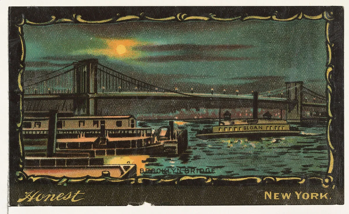 Brooklyn Bridge, from the Transparencies series (N137) issued by W. Duke, Sons & Co. to promote Honest Long Cut Tobacco — W. Duke, Sons & Co.