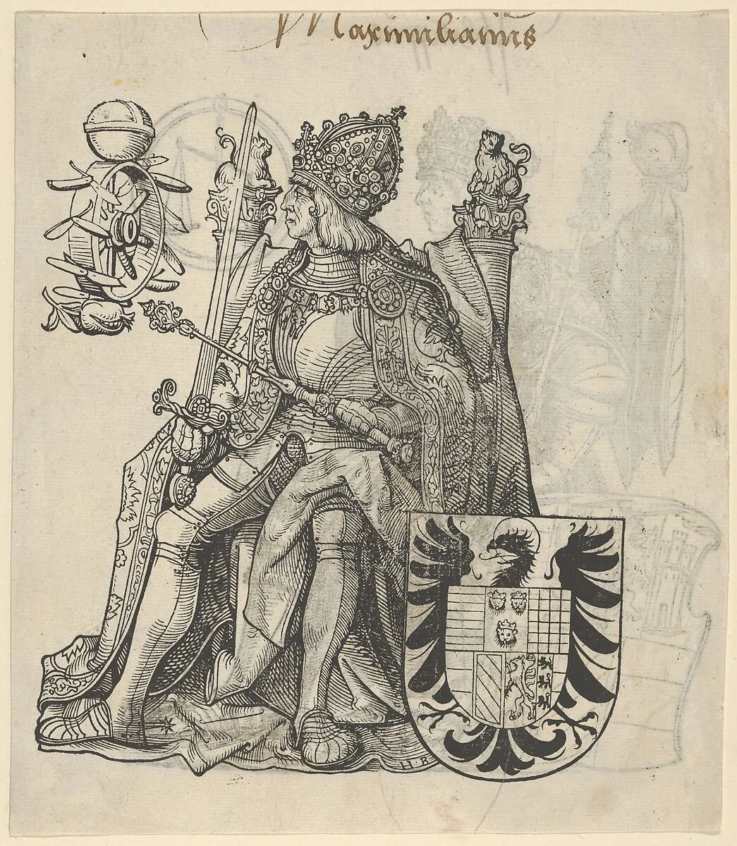 Recto of a Sheet with Maximilian, from The Genealogy of Emperor Maximilian I — Hans Burgkmair