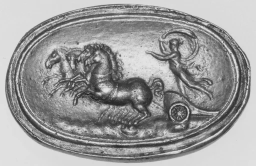 Goddess in a quadriga