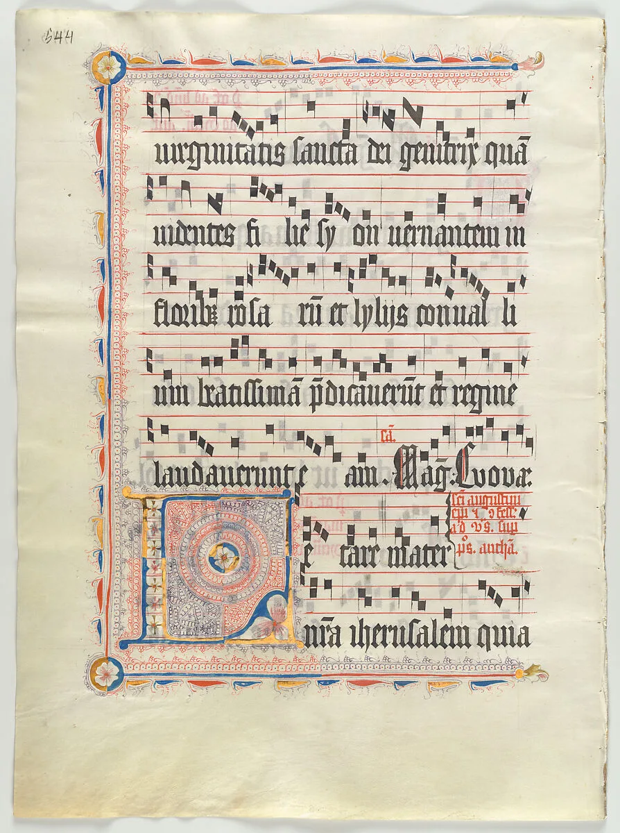 Manuscript Leaf with Initial L, from an Antiphonary — Unknown