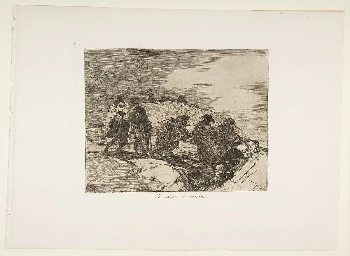 Plate 70 from "The Disasters of War" (Los Desastres de la Guerra): 'They do not know the way' (No saben el camino) — Goya (Francisco de Goya y Lucientes)