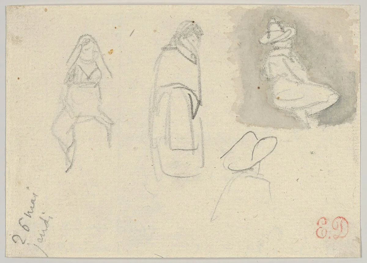Sketches of Four Figures, Spain — Eugène Delacroix