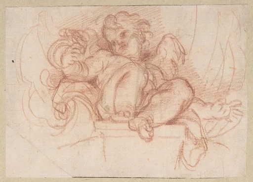 Study of a Putto Seated on a Corbel in a Shell Niche