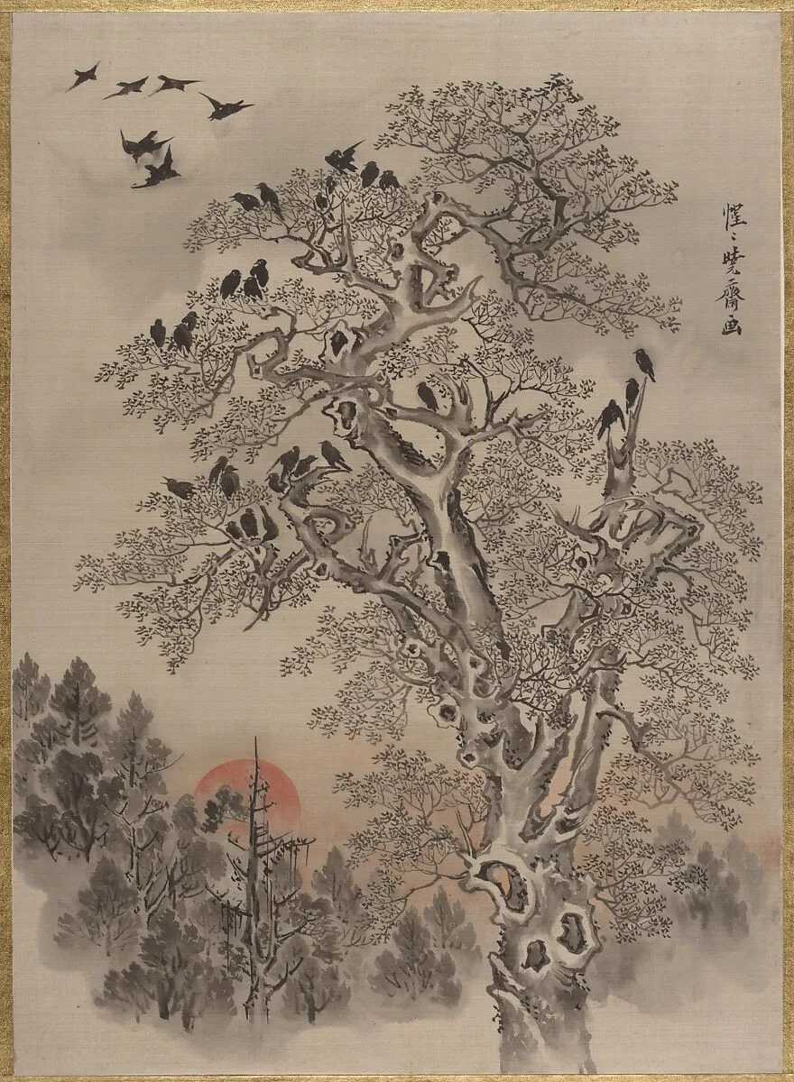 旭に群鴉図|Flock of Crows at Dawn — Kawanabe Kyōsai 河鍋暁斎
