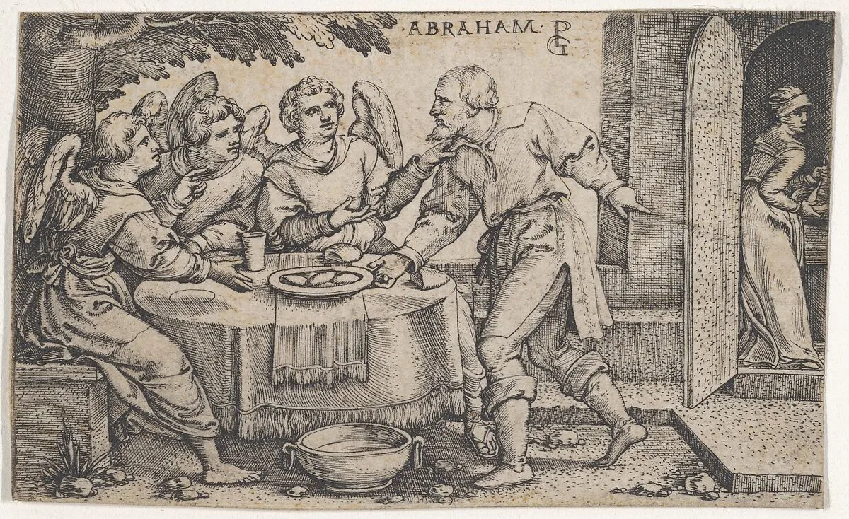 The Three Angels Visiting Abraham, from The Story of Abraham — Georg Pencz