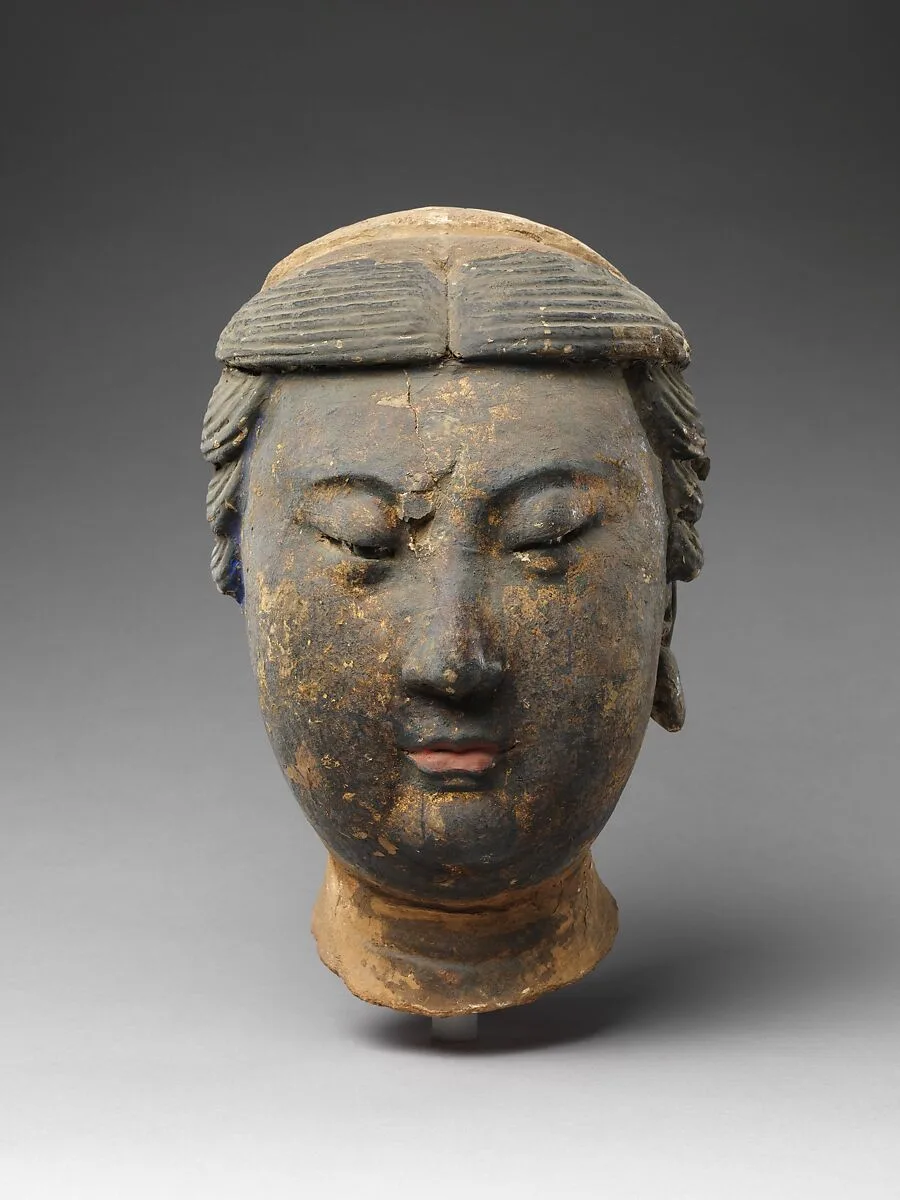 遼 彩繪泥塑隨侍頭像|Head of attendant — Unknown