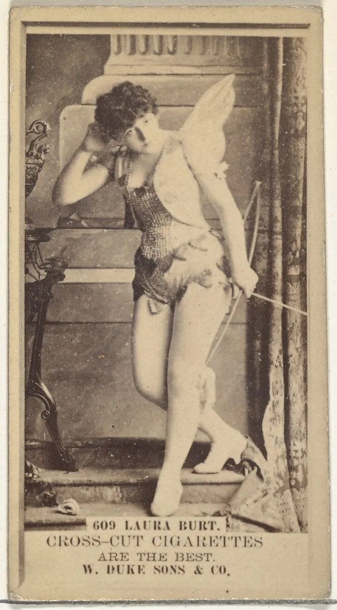 Card Number 609, Laura Burt, from the Actors and Actresses series (N145-3) issued by Duke Sons & Co. to promote Cross Cut Cigarettes — W. Duke, Sons & Co.
