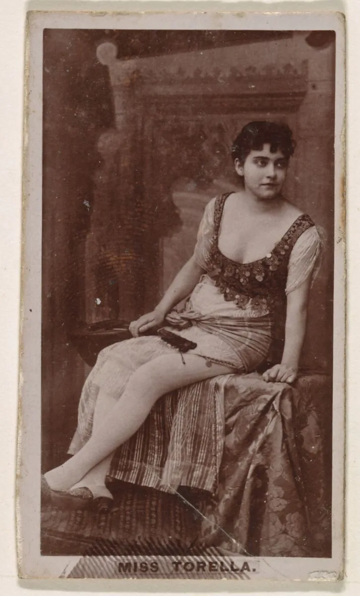 Miss Torella, from the Actresses series (N245) issued by Kinney Brothers to promote Sweet Caporal Cigarettes — Kinney Brothers Tobacco Company