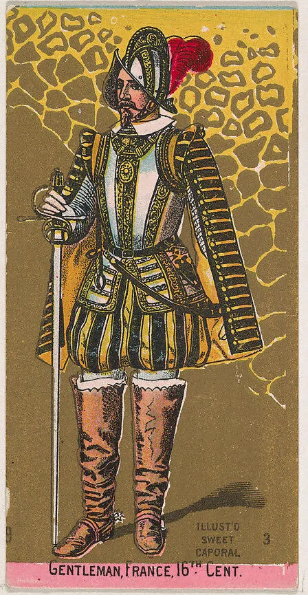 Gentleman, France, 16th Century, from the Military Series (N224) issued by Kinney Tobacco Company to promote Sweet Caporal Cigarettes — Kinney Brothers Tobacco Company