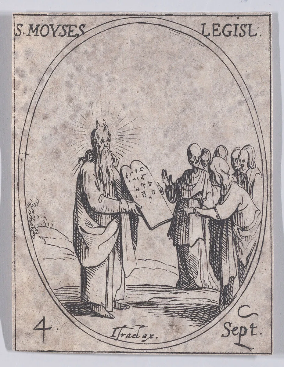 S. Moïse, législateur (St. Moses, Legislator), September 4th, from "Les Images De Tous Les Saincts et Saintes de L'Année" (Images of All of the Saints and Religious Events of the Year) — Jacques Callot|Israël Henriet