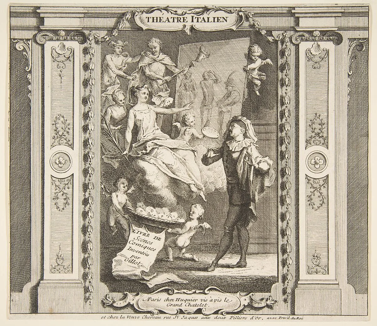 Frontispice to Theatre Italien — Claude Gillot|Jacques Gabriel Huquier