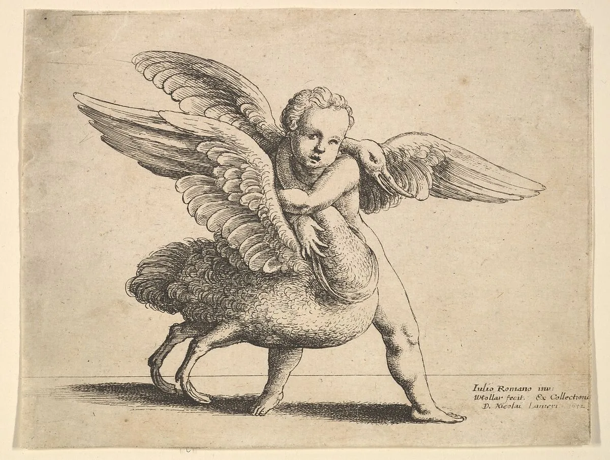 Cupid and the swan — Giulio Romano|Wenceslaus Hollar