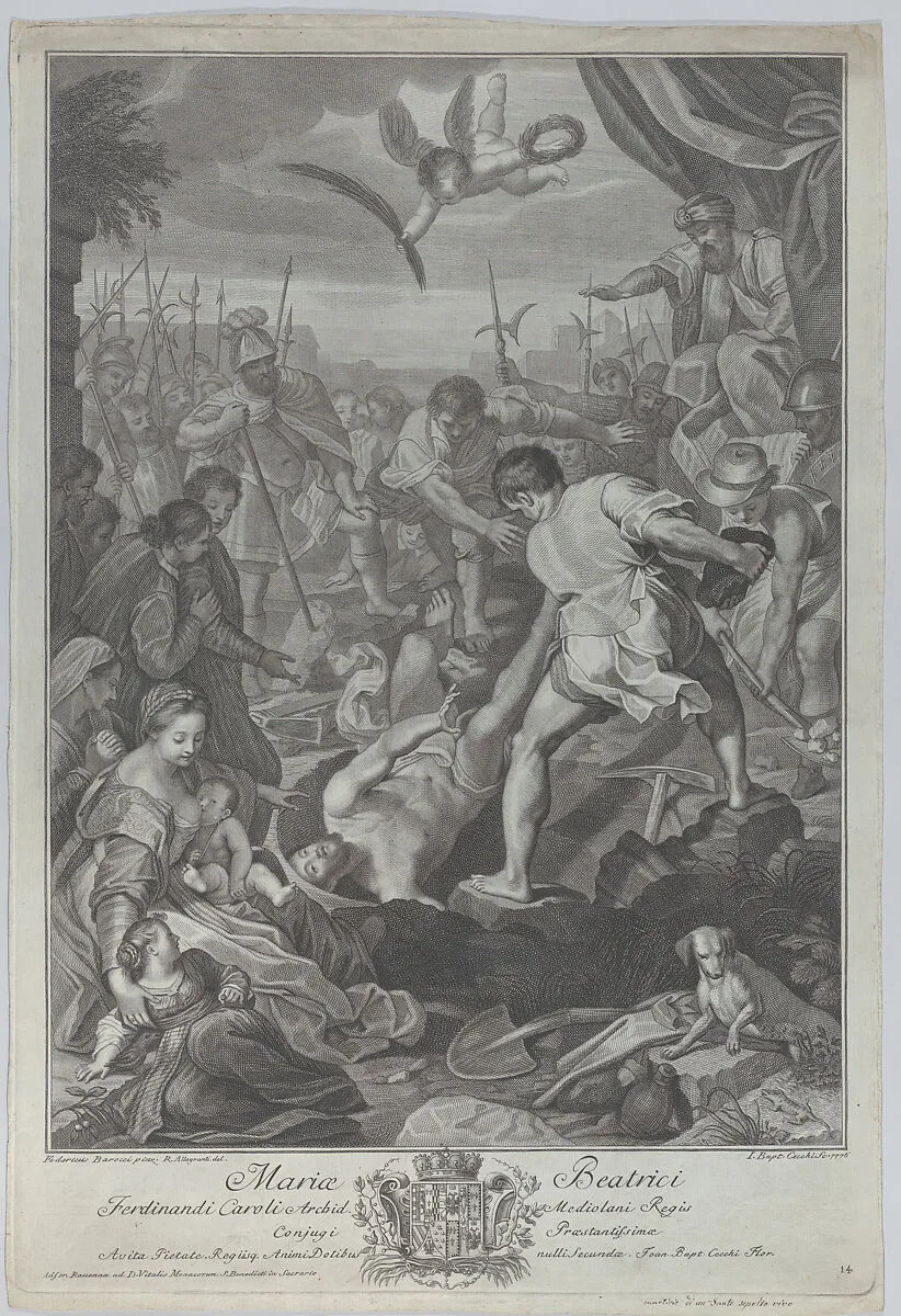 The martyrdom of Saint Vitalis of Milan, who is being buried alive — Ranieri Allegranti|Federico Barocci|Giovanni Battista Cecchi