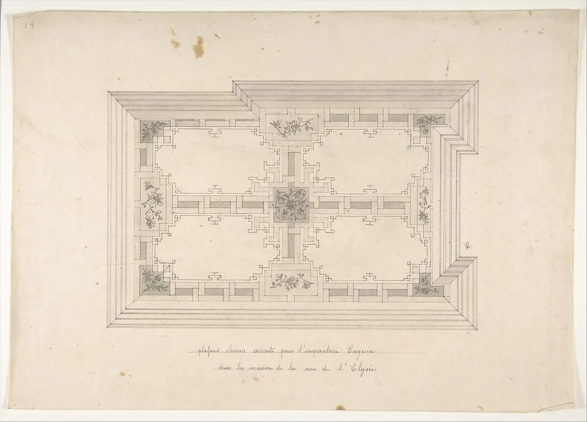 Design for Ceiling in Chinois Style, Empress Eugénie's Hotel — Jules-Edmond-Charles Lachaise|Eugène-Pierre Gourdet