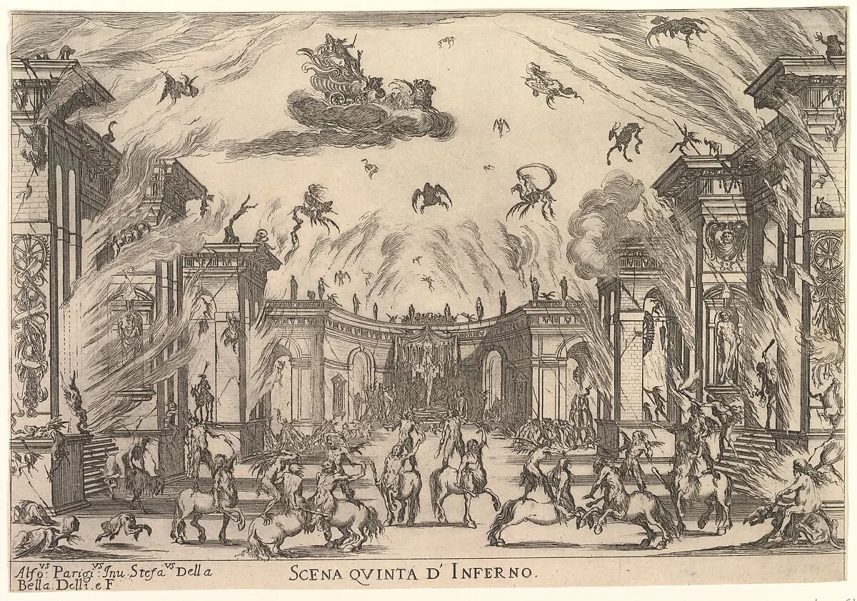 Fifth scene, the Inferno, from 'The marriage of the gods' (Le nozze degli Dei) — Stefano della Bella