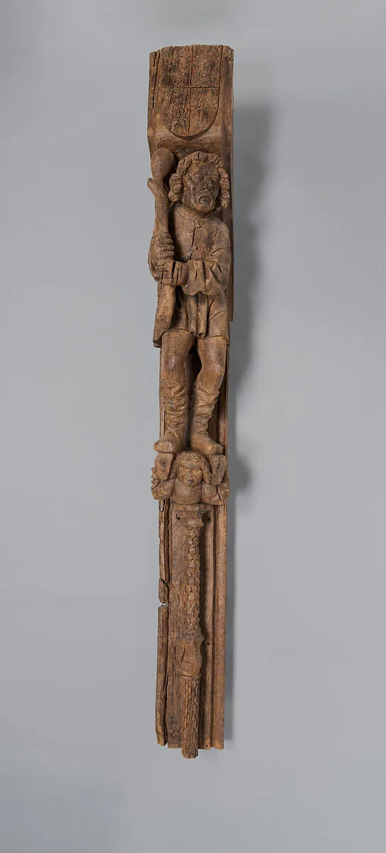 Architectural Support with a Peasant Holding a Club — Unknown