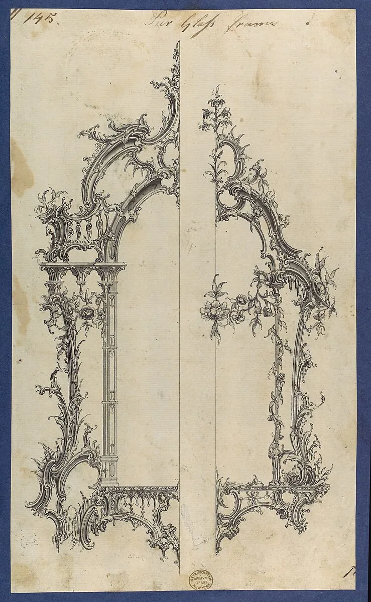 Pier Glass Frames, in Chippendale Drawings, Vol. I — Thomas Chippendale