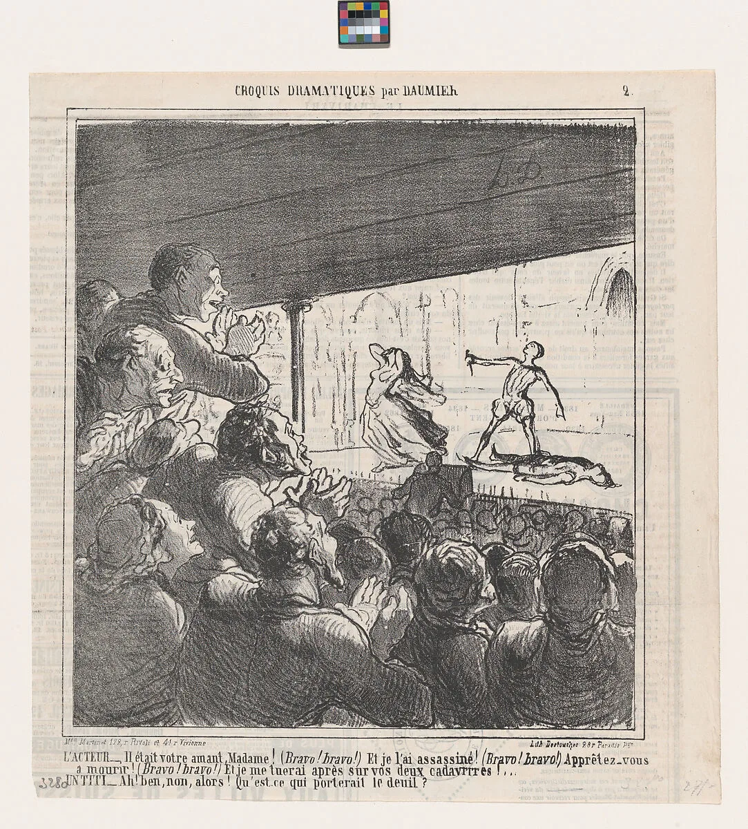 The actor and a street urchin, from 'Dramatic sketches,' published in Le Charivari, April 18, 1864 — Aaron Martinet|Destouches|Honoré Daumier