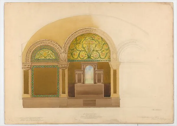 Design for the altar wall from Saint John's Reformed Church, Allentown, Pennsylvania — Tiffany Studios|Louis C. Tiffany
